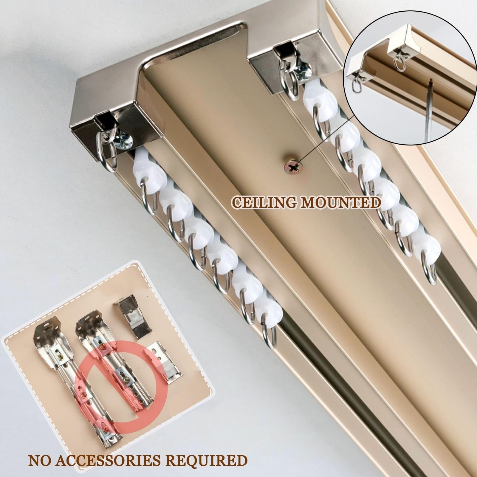Tringle à rideaux double robuste de luxe idéale pour les cloisons de séparation de pièce – Double rail de haute qualité
