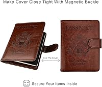 Vista 5 de WALNEW Funda para pasaporte, tarjetero para pasaporte de viaje, funda tipo cartera, E-Café, E