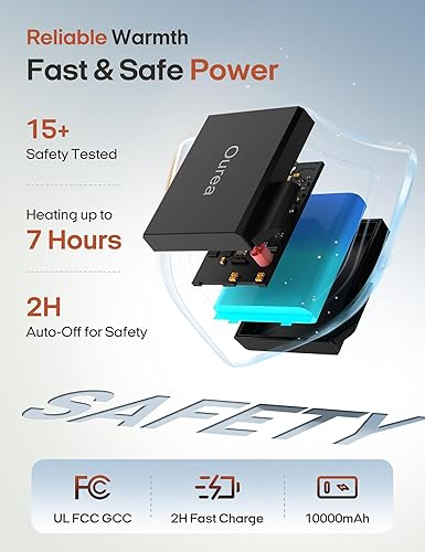 Miniatura 5 de Ourea - Manta térmica que funciona con pilas, chal térmico y manta con banco de energía, manta térmica inalámbrica recargable, portátil para el