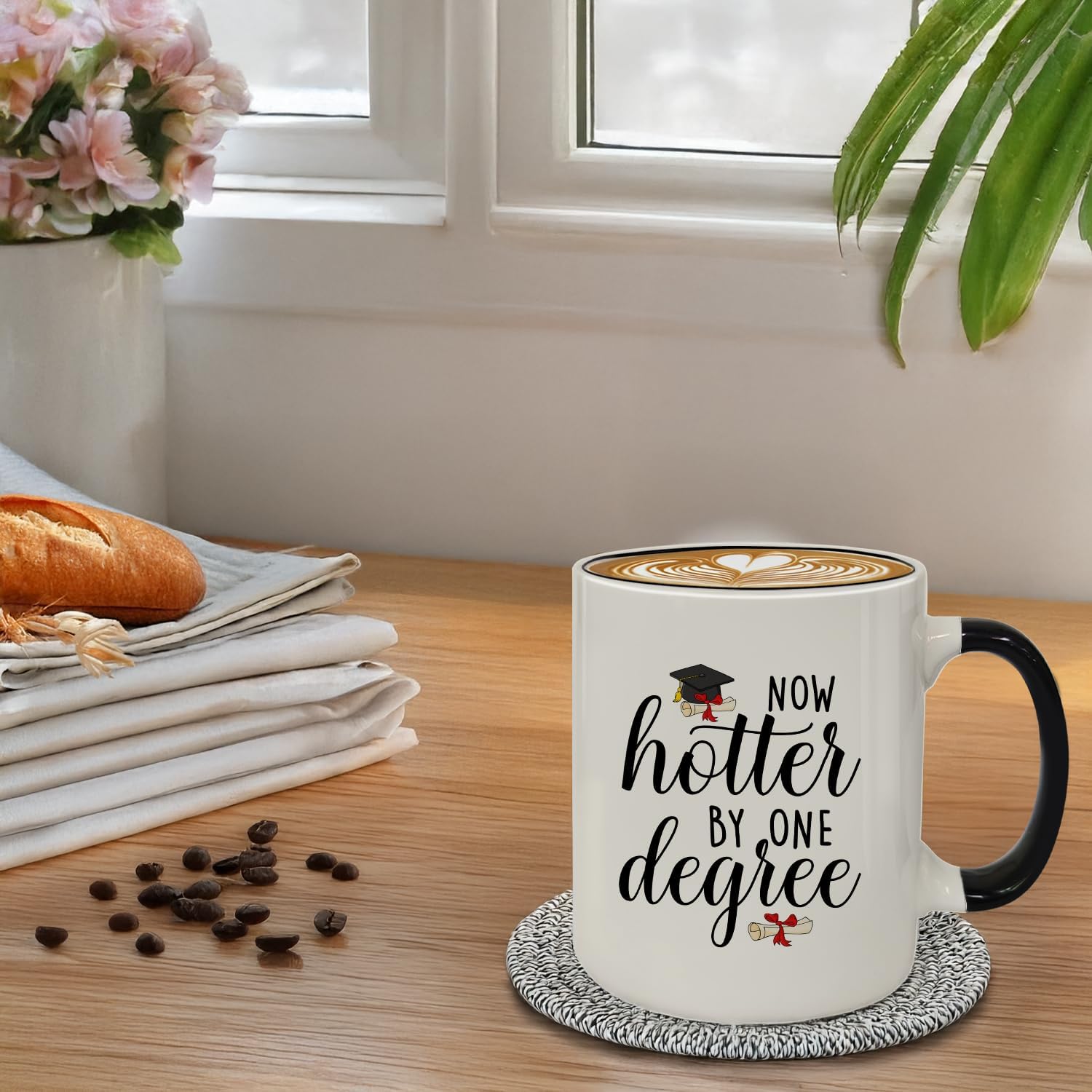 Graduation Gifts, Now Hotter by One Degree Coffee Mug, Funny Graduation Gifts for Her, Master's Degree PhD Graduates Grad College Gift for Her Him Friends (White&Black) - Image 4