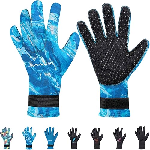 OMGear Neoprene Gloves Diving Wetsuit Gloves 3mm Flexible Thermal with Adjustable Waist Strap for Snorkeling Scuba Diving Surfing Kayaking Rafting Spearfishing Sailing