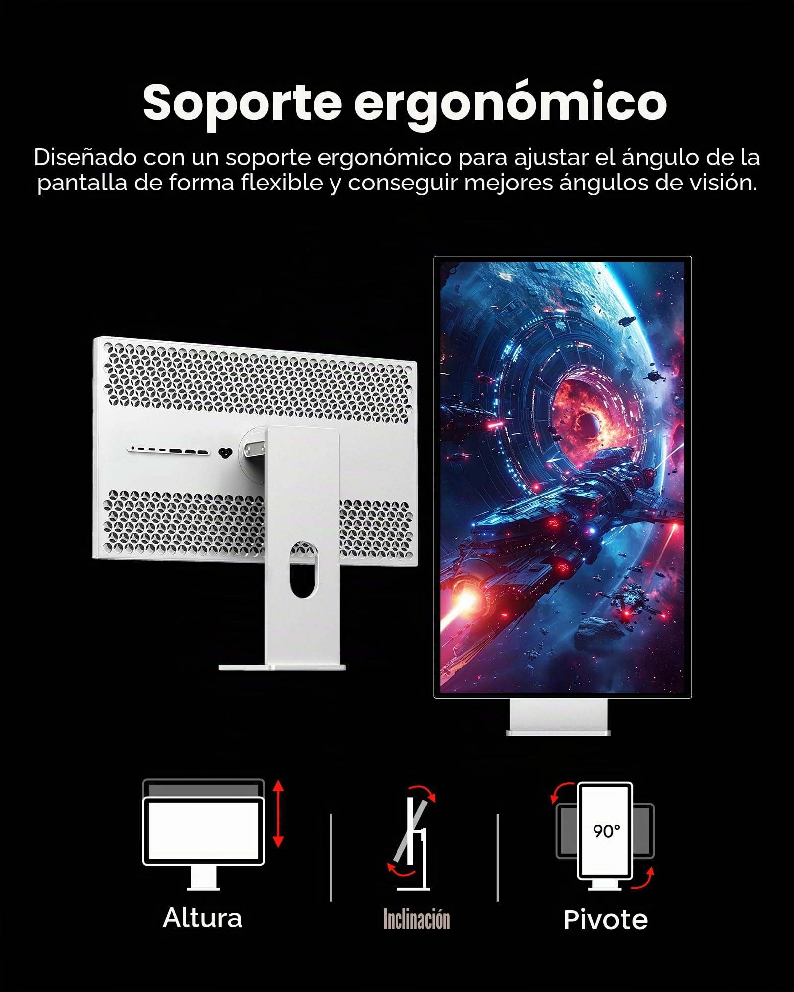 P27Z 27'' 5K Monitor 218ppi 80Hz 330Hz Doble Modo Minimalist con Soporte | 5120x2880 600 cd/m² USB C 80Gbps 100W Carga 98% DCI-P3 10Bit Altavoces Integrados para Gamers Diseñadores