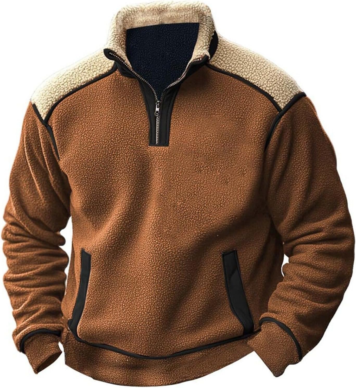 crazynekos Mens Sherpa Fleece Sweatshirt Workout Top Casual Coat Hip Hop Warm Jacket