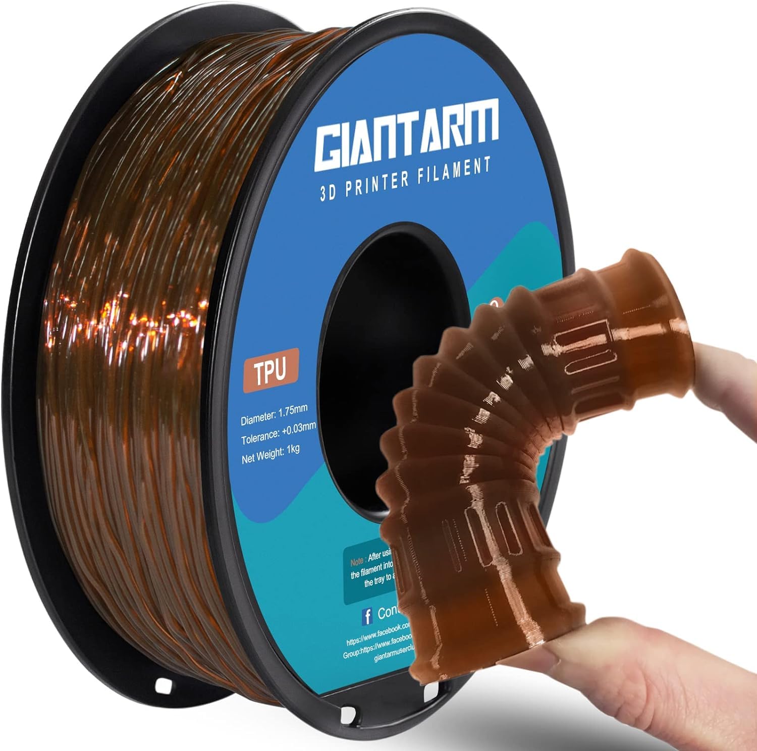 GIANTARM Filamento TPU 1,75 mm per stampante 3D 1 kg, marrone