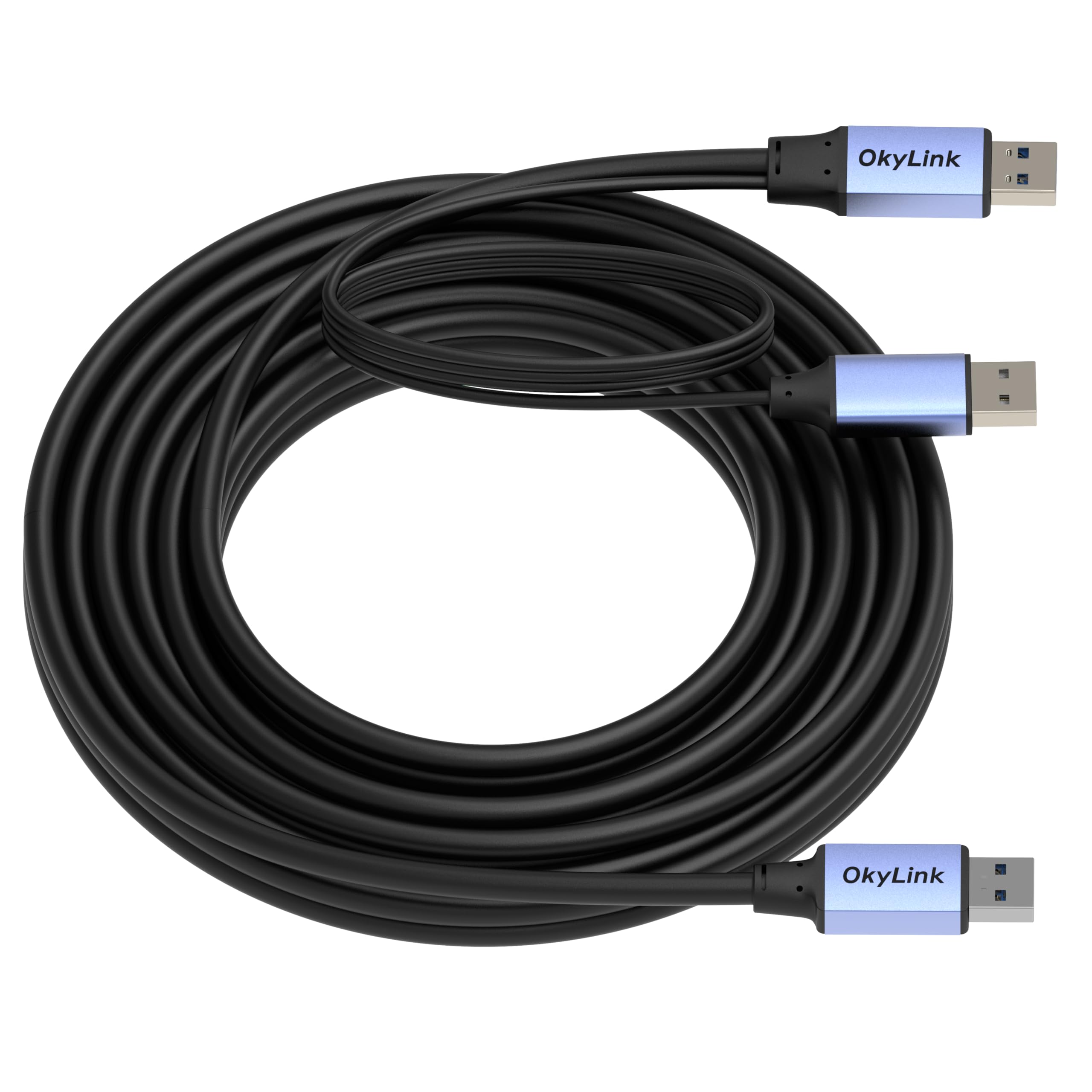 OkyLink Cable de datos activo USB 3.0/3.2 Gen 1 de 25 pies (8 m) A macho a macho A viene con cable de alimentación de 5 Gbps para impresora industrial, escáner