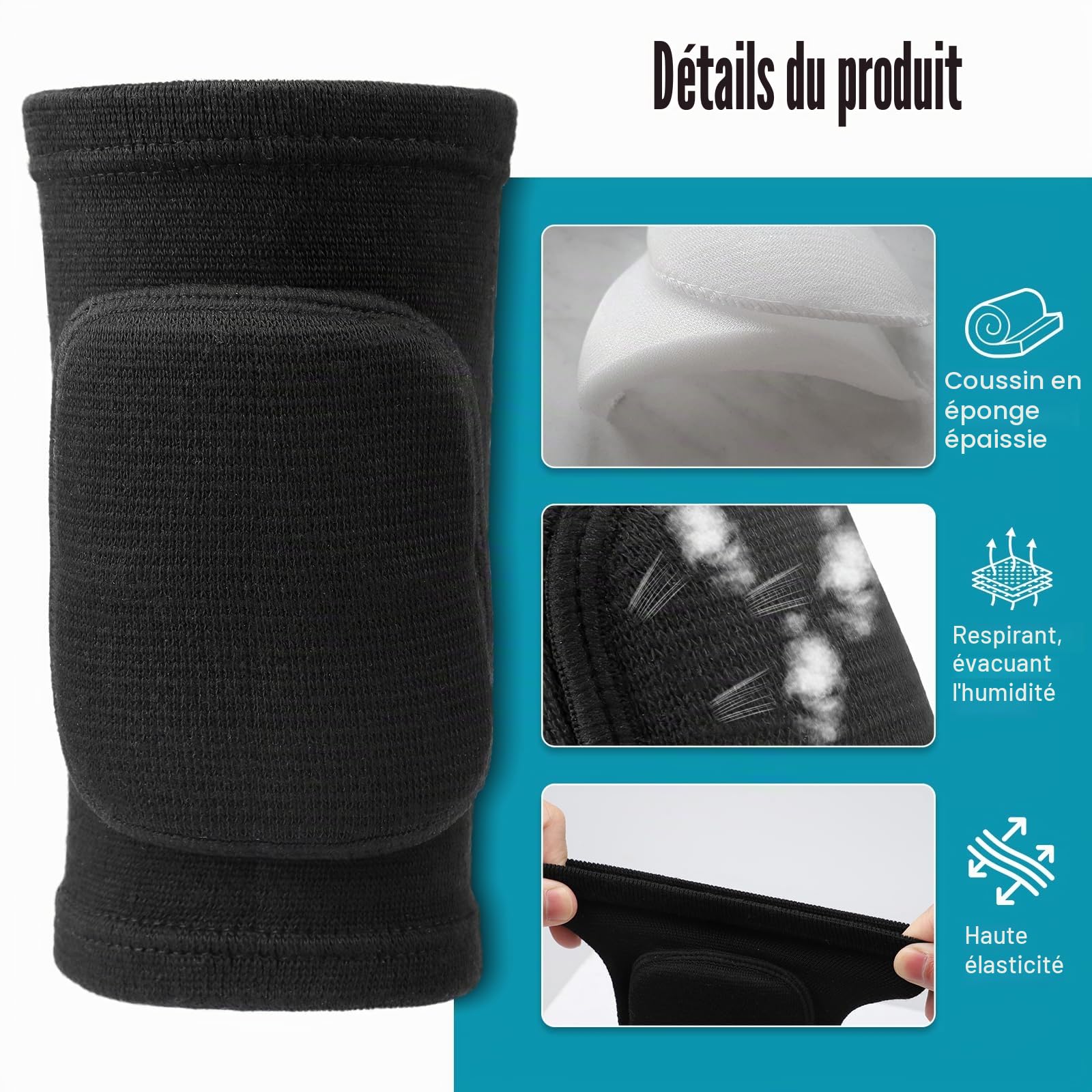 1 Paire Genouillère Sport, Genouillères Enfants, Antidérapantes, Rembourrées en Mousse, Genouillère pour le Volleyball, Danse, Skateboard, Basket-ball, Football (Taille S, Poids : 25 à 45 kg)