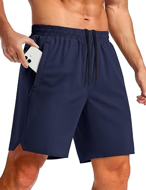 TACVASEN Mens Athletic Workout Shorts with Zipper Pockets 7 Quick Dry Gym Running Shorts Summer Casual Hiking