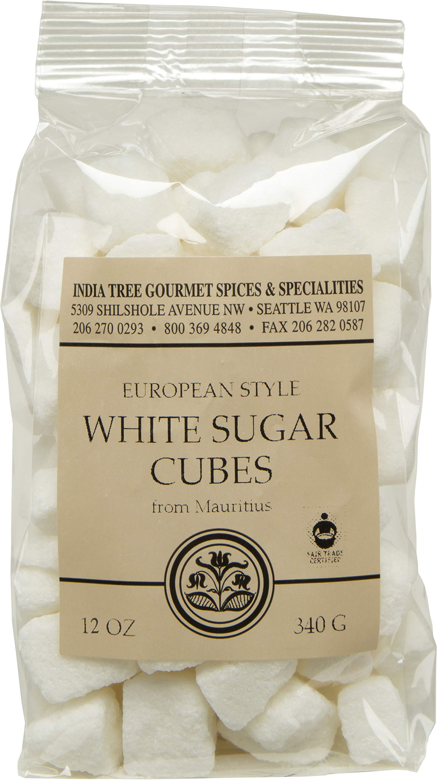 India TreeRough Cut Mauritius White Sugar Cubes, 12-Ounce Bag, Unrefined Sugar Cube, Kosher, Non GMO