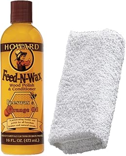 Howard Feed-N-Wax Wood Polish + Daley Mint Cloth | Wooden Furniture Polish and Conditioner Kit - FW0016, 16oz