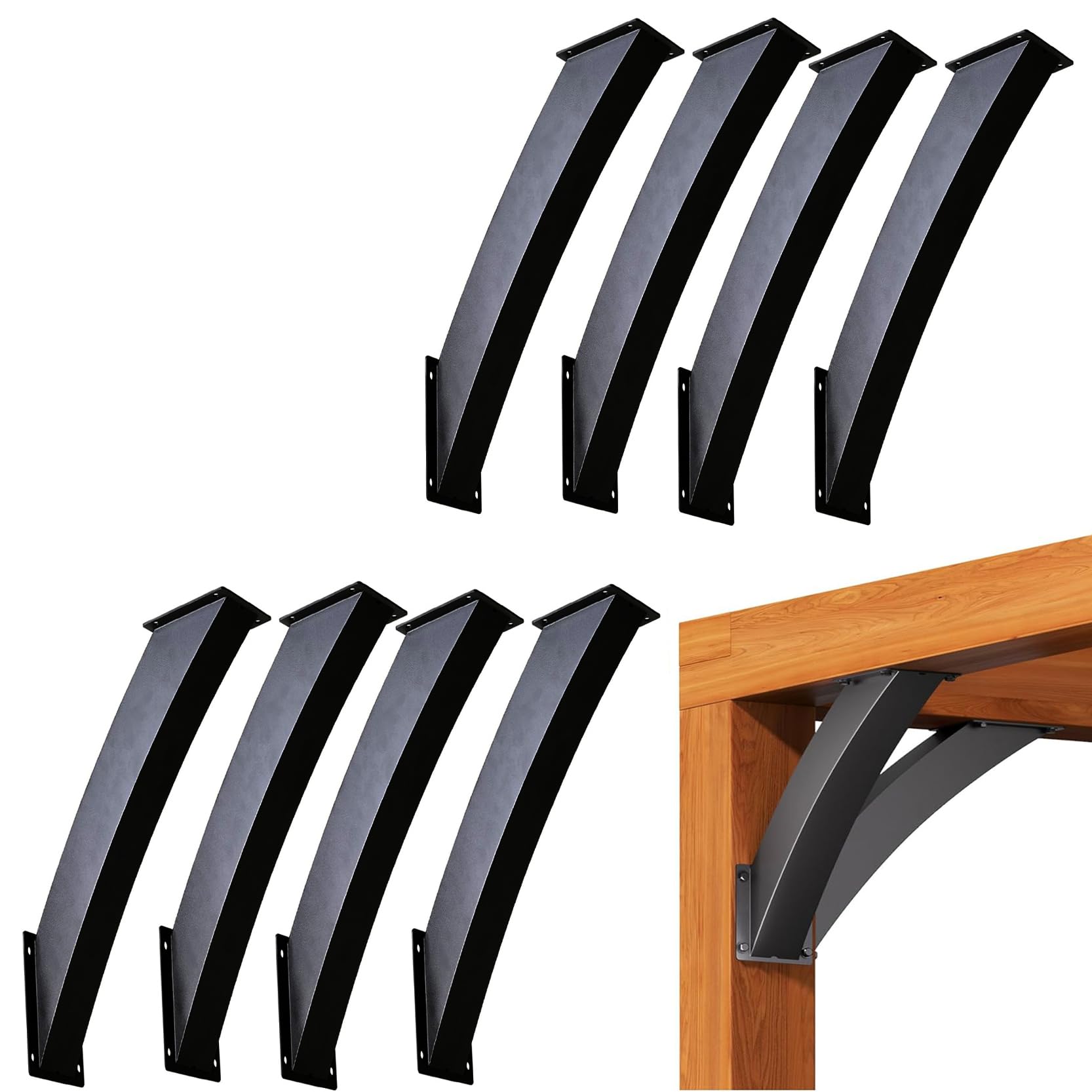 LQSYBHD 45 Degree Angle Support Bracket Heavy Duty Pergola Bracket Heavy Duty Corner Support Kit for Wood Post Support Pergola Gazebos Patios Tree Houses (Size:8pcs)