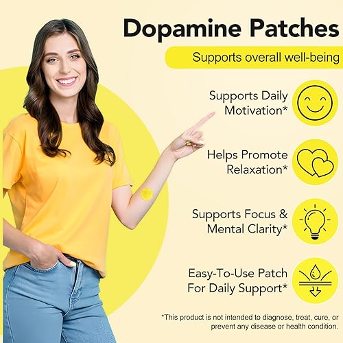 Miniatura 3 de Parches de dopamina extra fuertes, 30 parches veganos de apoyo para el bienestar mental diario, fórmula a base de plantas, positividad y motivación,