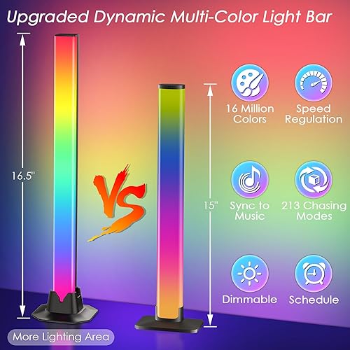 Miniatura 2 de Barra de luz inteligente de 16.5 pulgadas, barra de luz LED para habitación, 16 millones de colores cambiantes, 213 modos preestablecidos y 8 modos