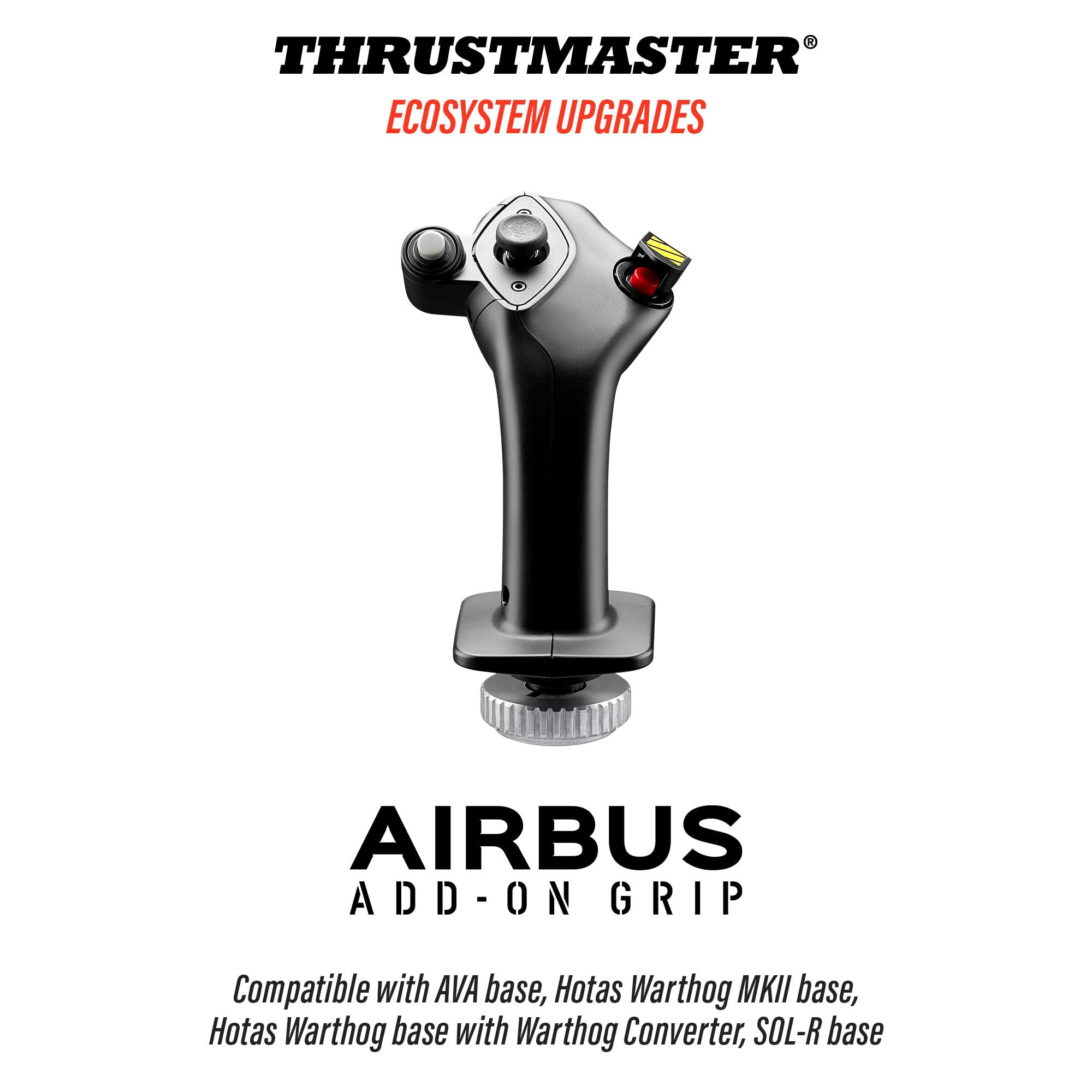 Thrustmaster Airbus Add-On Grip - Grip Oficial A300 y A400M | Réplica oficial 1:1, configuraciones A300/A400M, sensores H.E.A.R.T., 5 botones, gatillo dual y bloqueo de timón