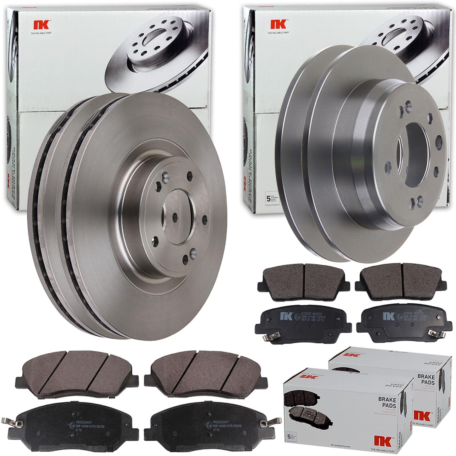 NK Bremsscheiben + Beläge vorne + hinten | passend für Sorento 2 II Xm 2WD 4WD Kompatibel mit Sorento II (xm)
