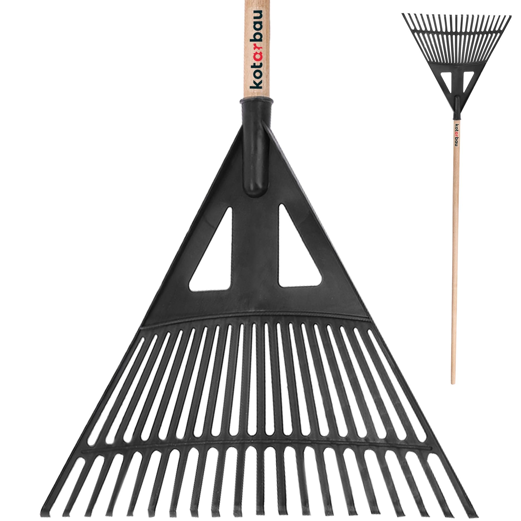 KOTARBAU® Rastrillo Jardín - Plástico - 43 cm - Negro - con Mango - Rastrillo para Césped - Rastrillos - Ligero Y Resistente - Herramienta para Jardinería