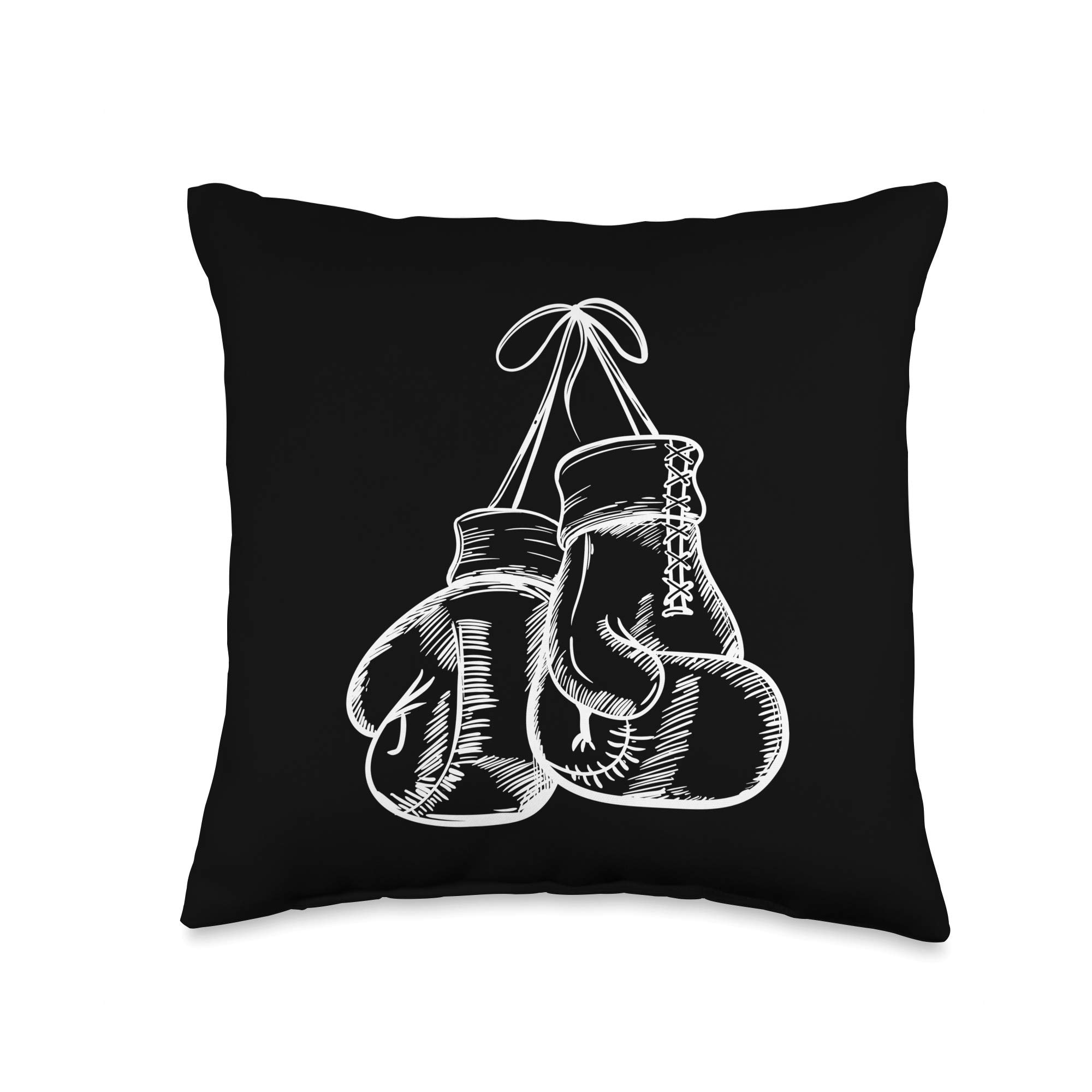 Boxing Lover Tees CoBoxing Lover Tees Co Retro Love White Boxing Gloves Boxer Gift Throw Pillow, 16x16, Multicolor