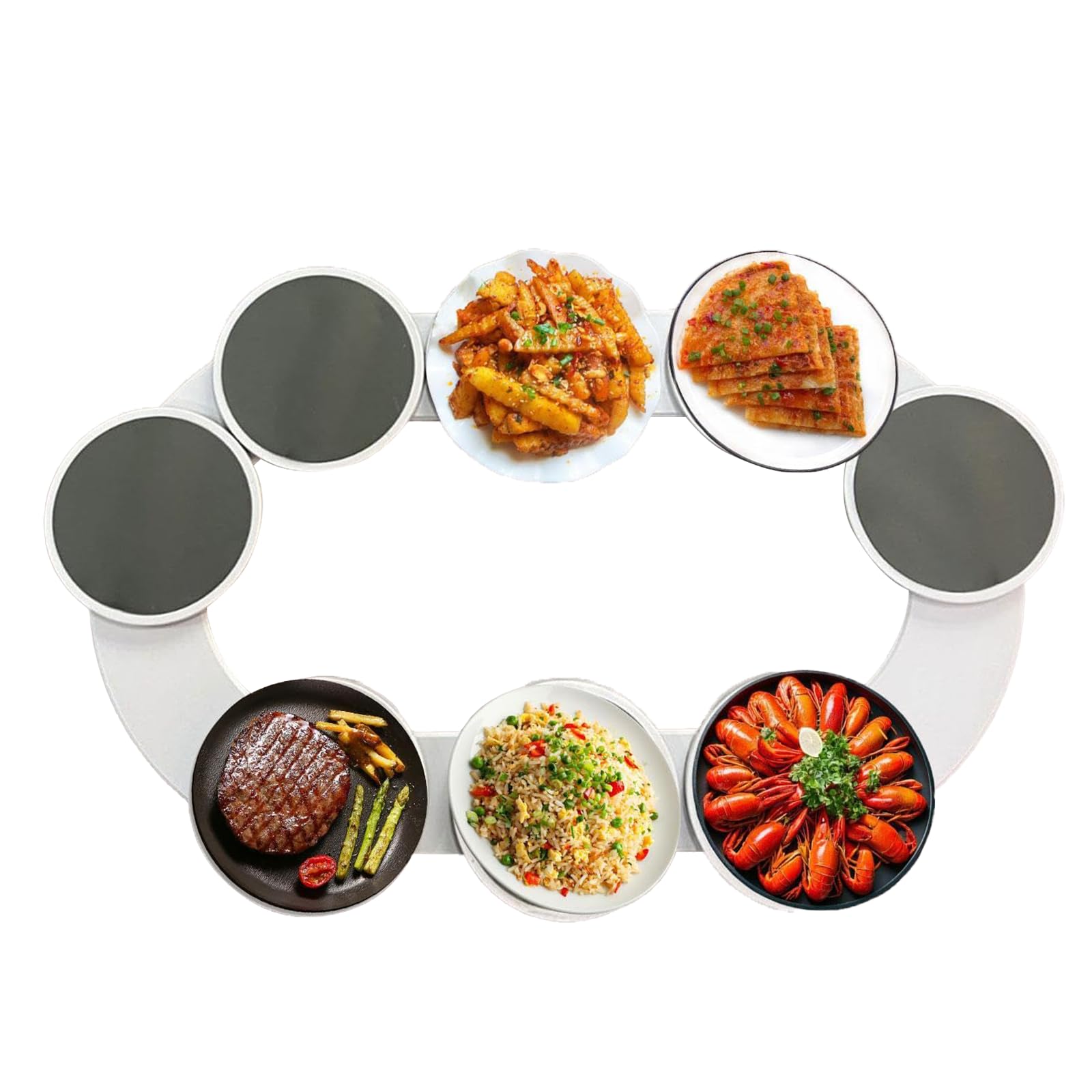 Lazy Susan - Giradischi per tavolo da pranzo, vassoio girevole per piatti rotanti, espandibile, per cucina e tavolo da pranzo, tazza portatile per cibo (A)