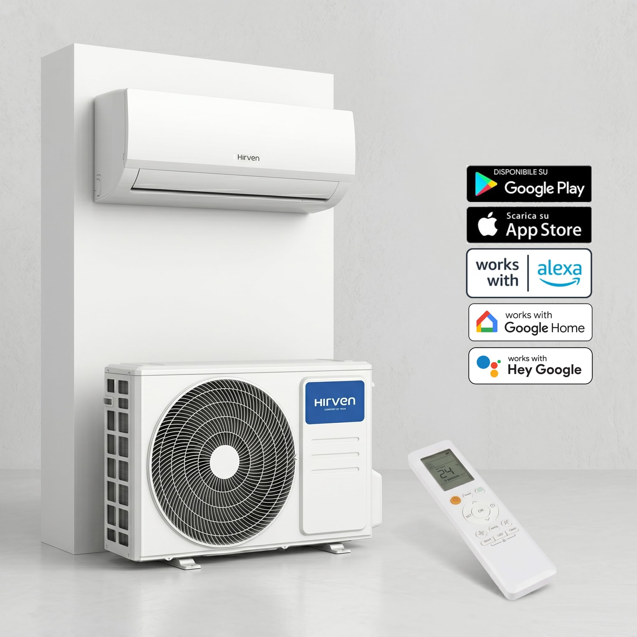 Hirven Handy Easy Plus Climatizzatore Monosplit Inverter, A++, Wi-Fi, R32, 220-240V (12000, BTU)