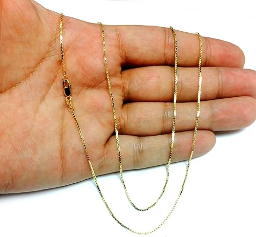 Miniatura 5 de 10k Yellow Solid Gold Mirror Box Chain Necklace 10mm