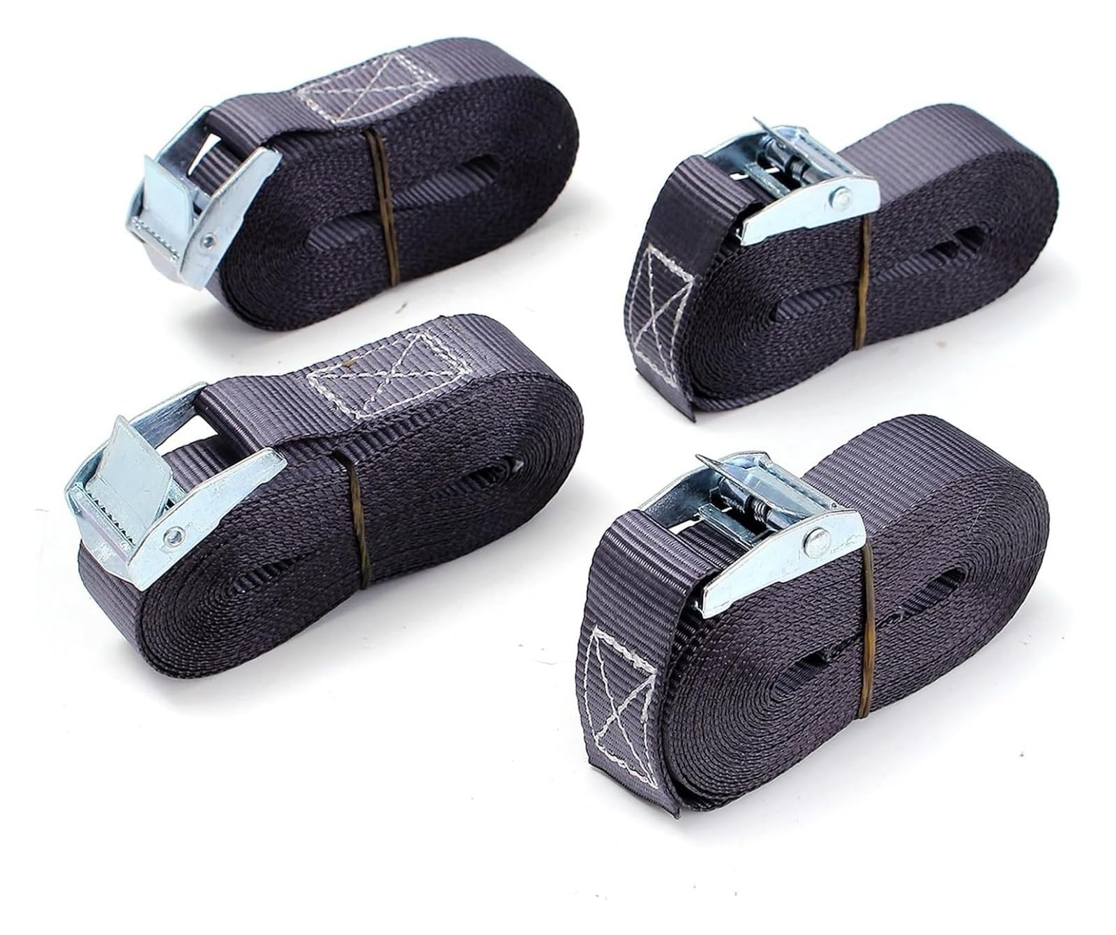 4 pezzi Cinghie a cricchetto for auto di fissaggio 5/6Mx25mm Cinghia ancoraggio for bagagli for carichi Fibbia in metallo Cintura resistente(5mX25mm)