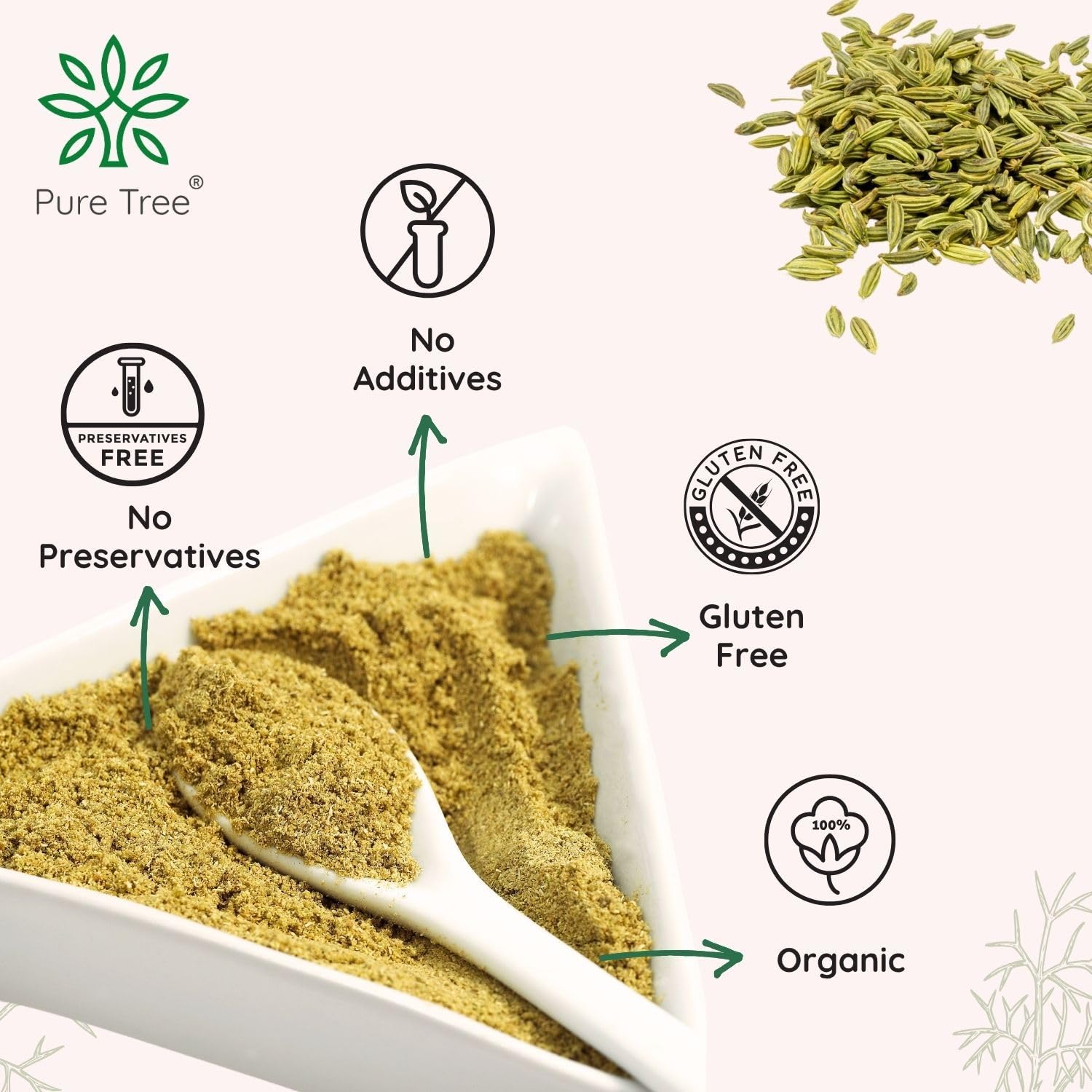 Pure Tree Certified Organic Saunf Powder | 250 g | Fennel Seed Powder | Variyali, Sompu Powder | Gluten Free & Flavourful 4