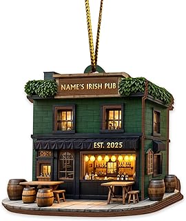 Custom Irish Pub 2-Layer Wooden Ornament, Irish Dublin Pub Bar Tavern Saloon Lounge Hanging Ornament, Ireland Gifts for Family Friends Colleagues, Celtic Gaelic Prayer Blessing Decor (21)