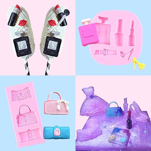 Miniatura 7 de Lindos moldes de arcilla de silicona de princesa de ballet, cesta de flores, botella de vino, molde para hornear chocolate, mini molde de fondant en