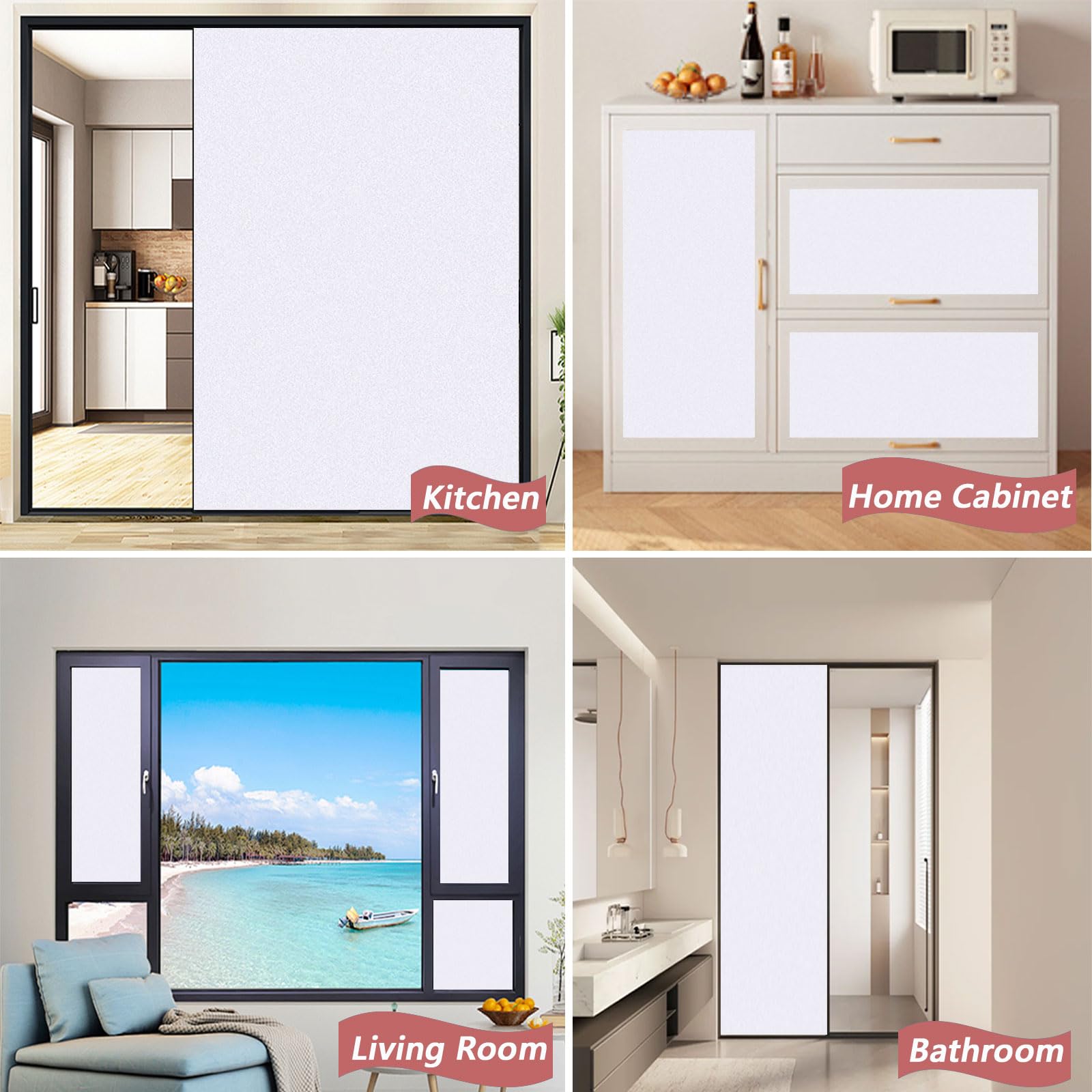 Film Electrostatique Vitre 110 x 110 cm Sticker Electrostatique Vitre Dépoli Anti UV Film Occultant Fenêtre, Fenetre Anti Regard pour Salle de Bain Cuisine, Blanc Mat
