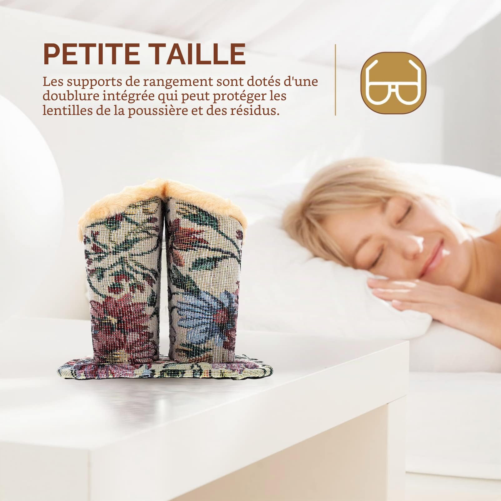 Cabilock Porte-Lunettes Double Tête Compact 5.12X4.72X4.72 Pouces Support De Lunettes Avec Protection Anti-Poussière Base Stable Pour Bureau Table De Chevet Organisateur Pratique