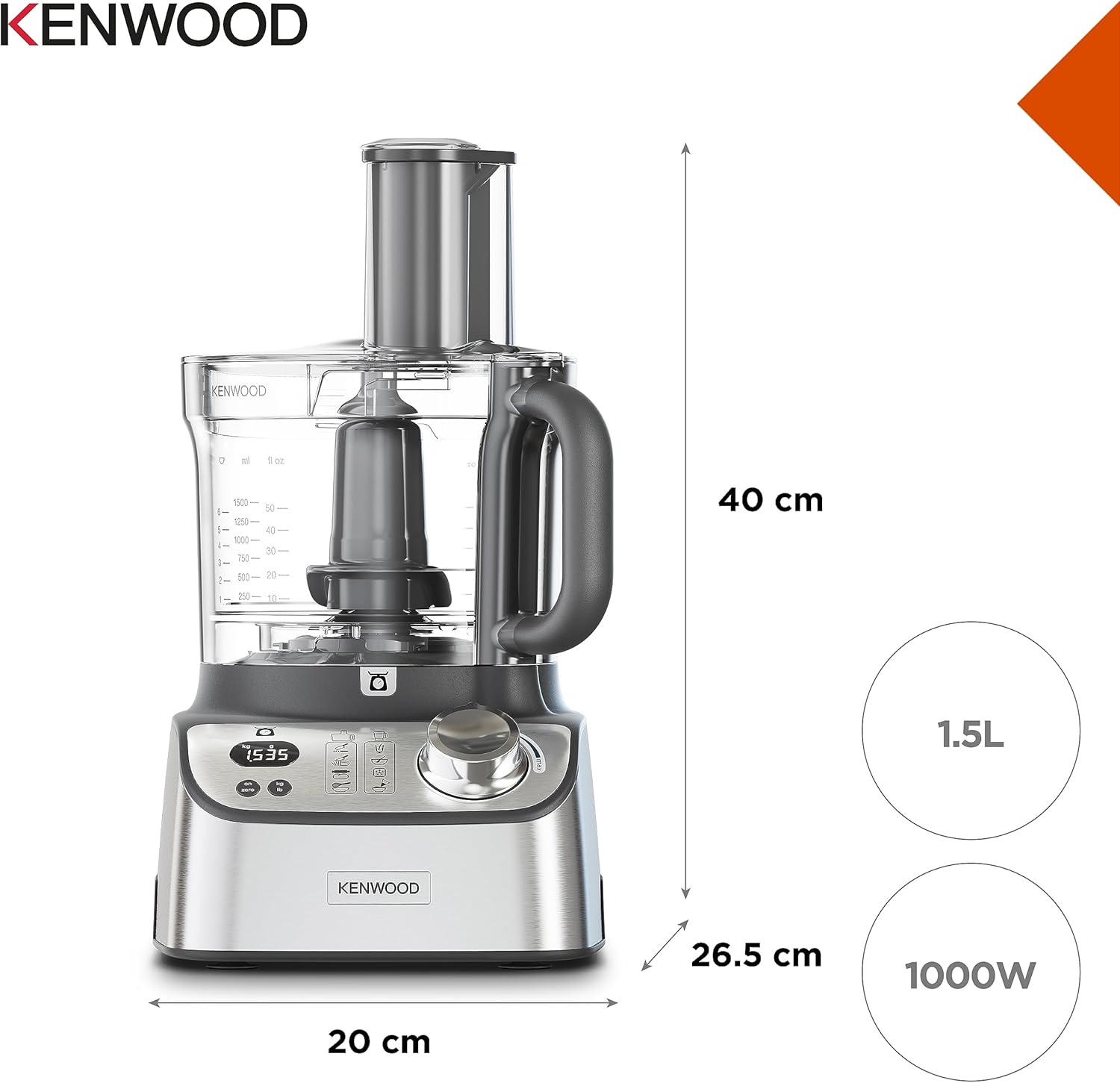 Kenwood Robot da cucina MultiPro Express Weigh FDM71.900SS con 7 Accessori Inclusi + Custodia, Bilancia Digitale Integrata, Ciotola da 3L con manico, Velocità Regolabile+Pulse, 1000watt, silver 11 Accessori - Immagine 5