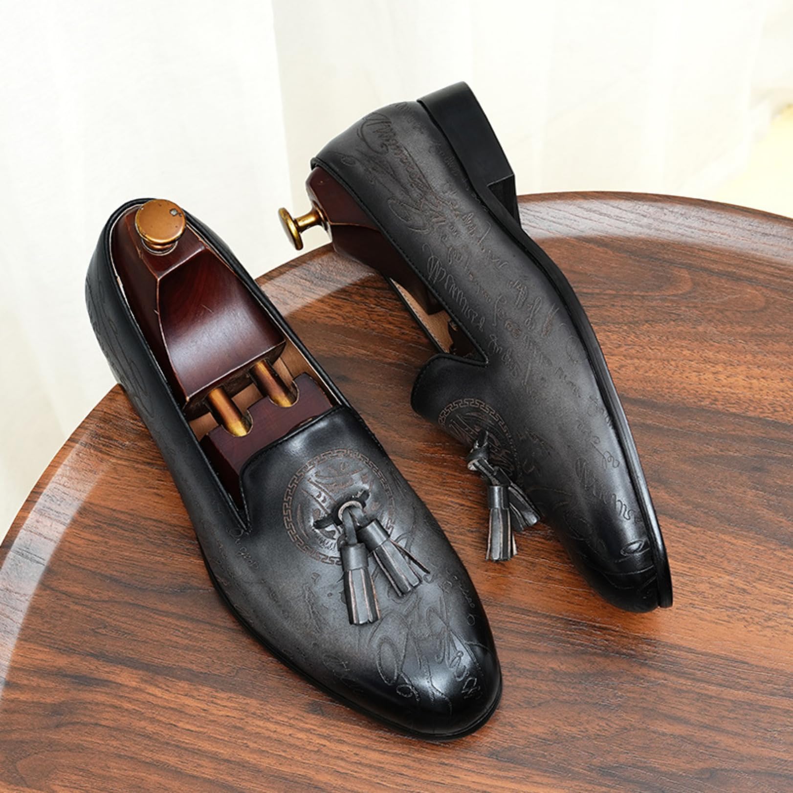 Genérico Mocasines Hombre con Borlas Zapatos Elegantes Formales de Lujo Slip On Calzado Business para Boda Oficina Eventos y Ceremonias