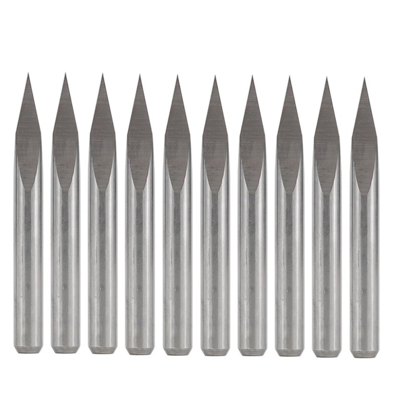 Juego De Brocas De Grabado PCB De 3 Bordes, Vástago De 3.175mm, 10 Uds., Broca Enrutadora CNC Piramidal,60Dx0.2mm