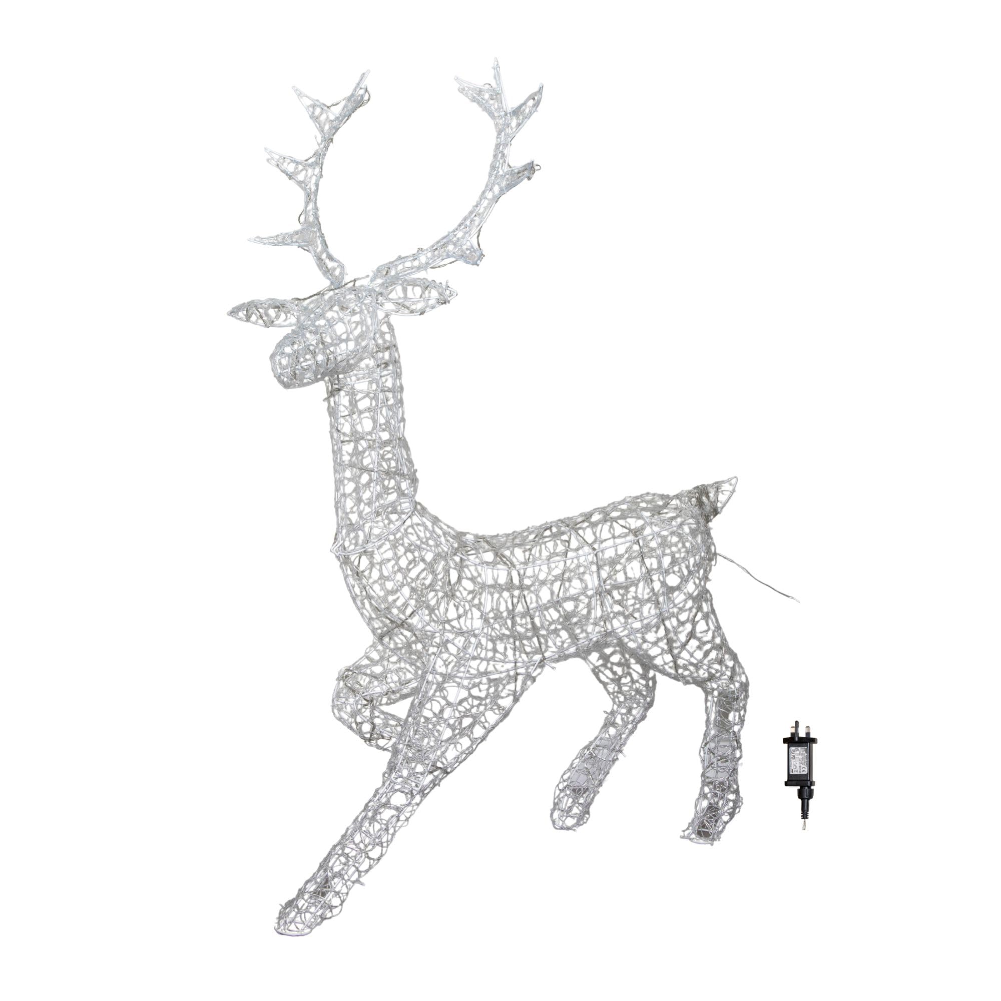 Samuel Alexander Light/White Up Soft Acrylic Christmas Stag With 300 Warm Leds 1.4M