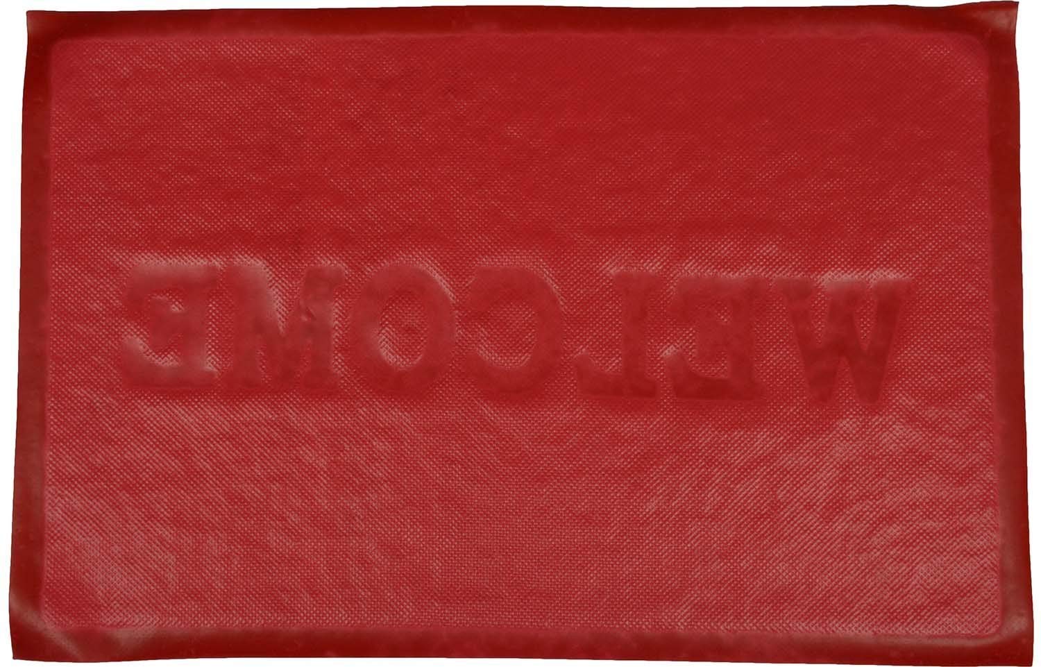 HOMMER Rubber Door Mat WELCOME (Red, Medium)