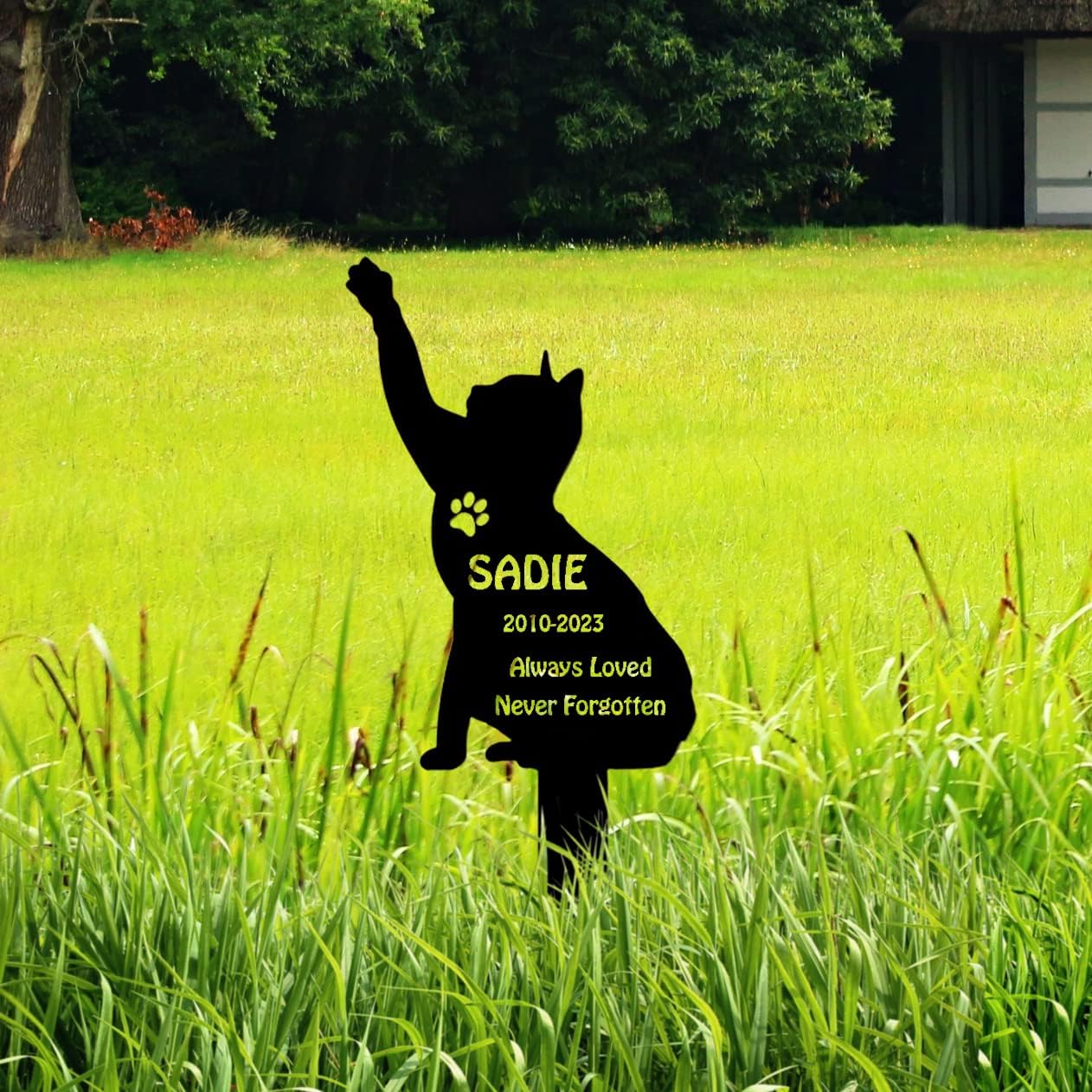 Custom Metal Cat Memorial Grave Stake, Personalized Cat