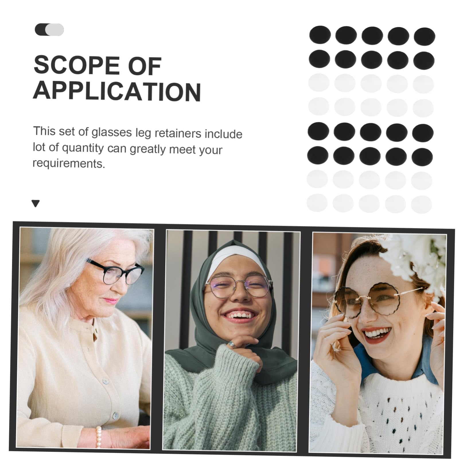 COLLBATH 40 Pcs Glasses Anti-Slip Cover Glasses Clear Glasses Anti-Skid Foot Cover Nose Clip Reading Glasses Eyeglasses Retainers Sunglass Retainer Mini Earbuds Comfy Brace White