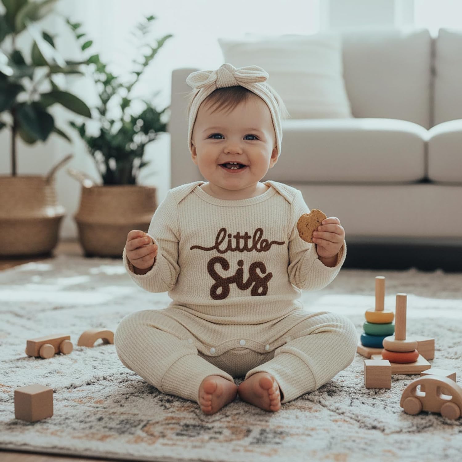 allshope Infant Baby Girl Fall Outfit Sweatshirt Romper Little Sister Lil Sis Long Sleeve Jumpsuit Newborn Clothes - Image 4