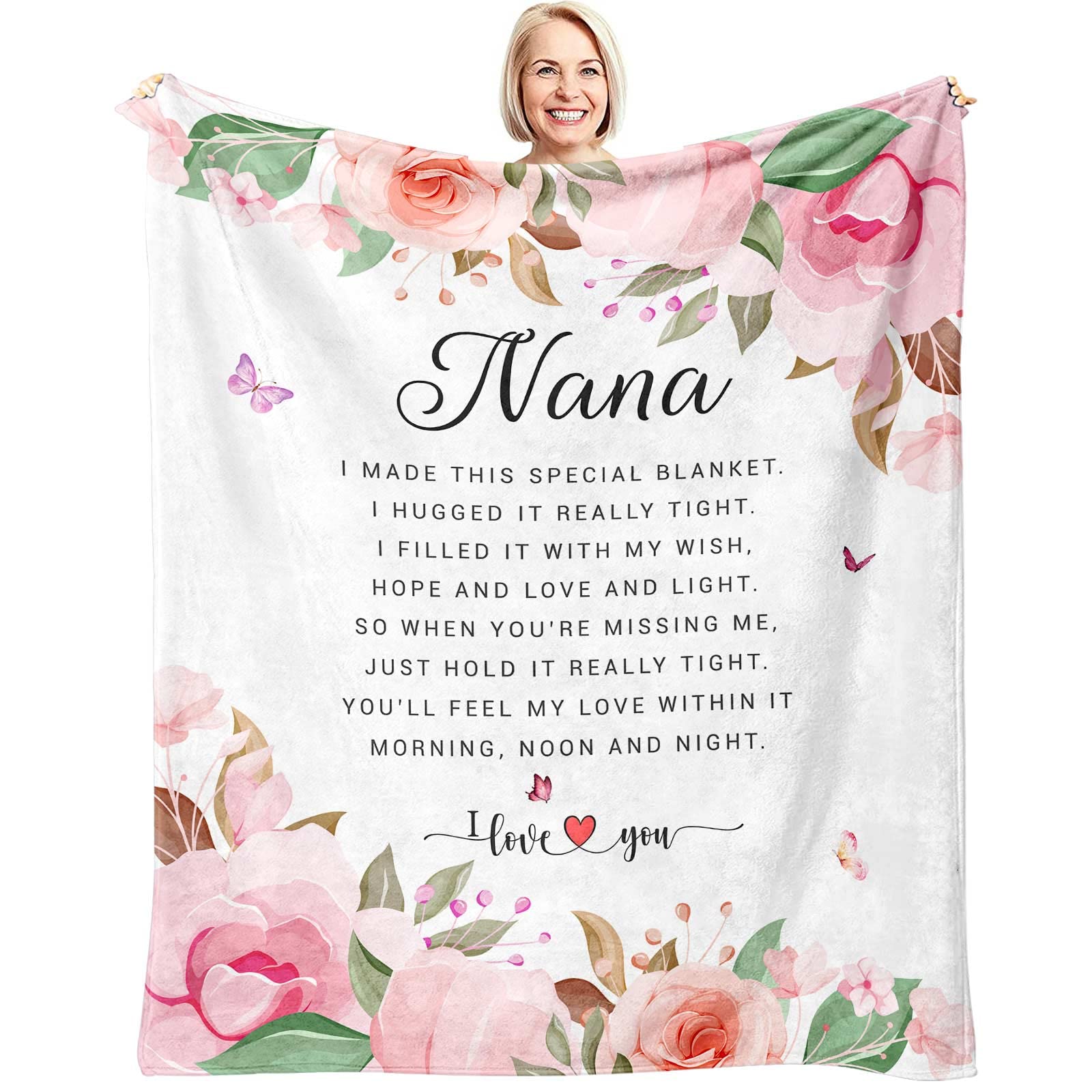 SIKLTY Nana Throw Blanket 60" x 50" from Grandkids for Birthday - From Granddaughter Grandson and Grandchildren