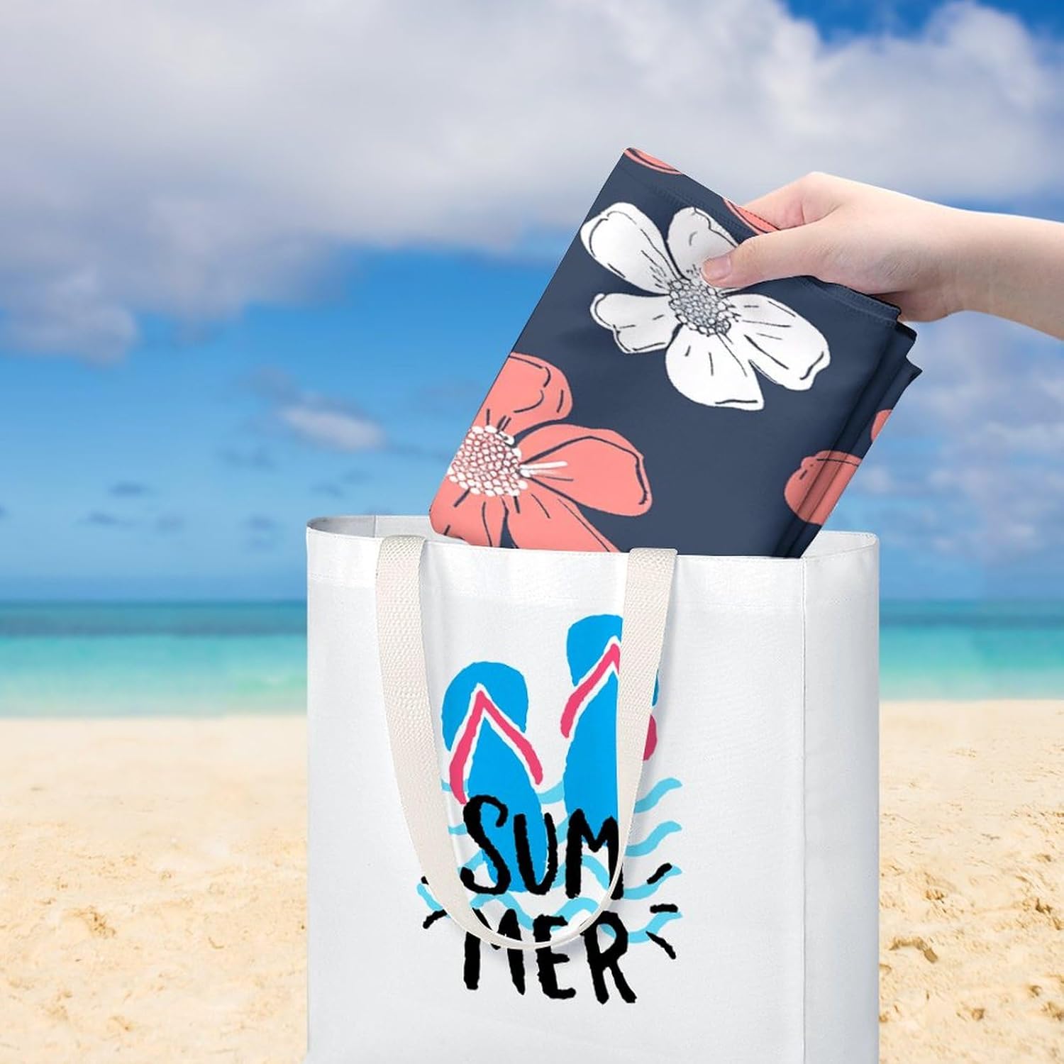 Swimming Towel, Coral Peach Flowers Printed Fashion Towel,Portable Towel,Durable Towel