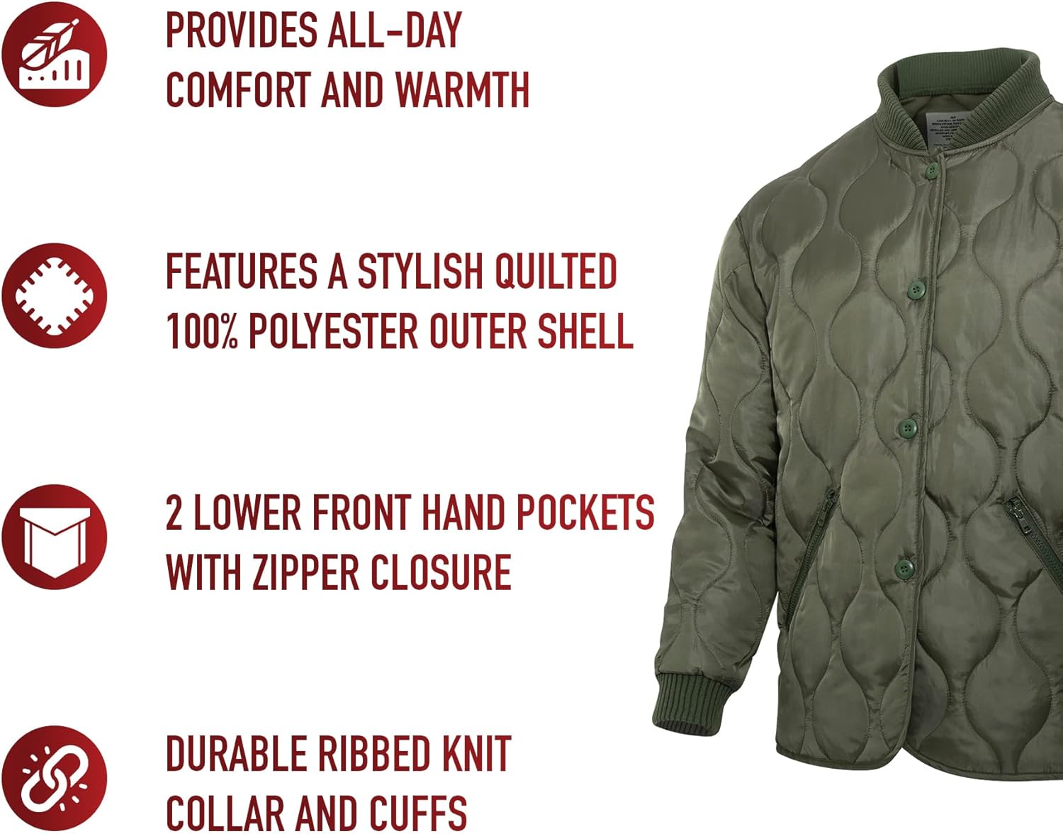 Rothco Quilted Woobie Jacket – Warm & Comfortable Lightweight Poncho Liner Style Layering Jacket