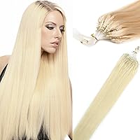 Vista 9 de Extensiones de cabello humano Remy, cuentas de micro anillo, punta de bucle, 100S AAAAAA (16 pulgadas, 0.01 oz/s, 10 marrón ceniza)