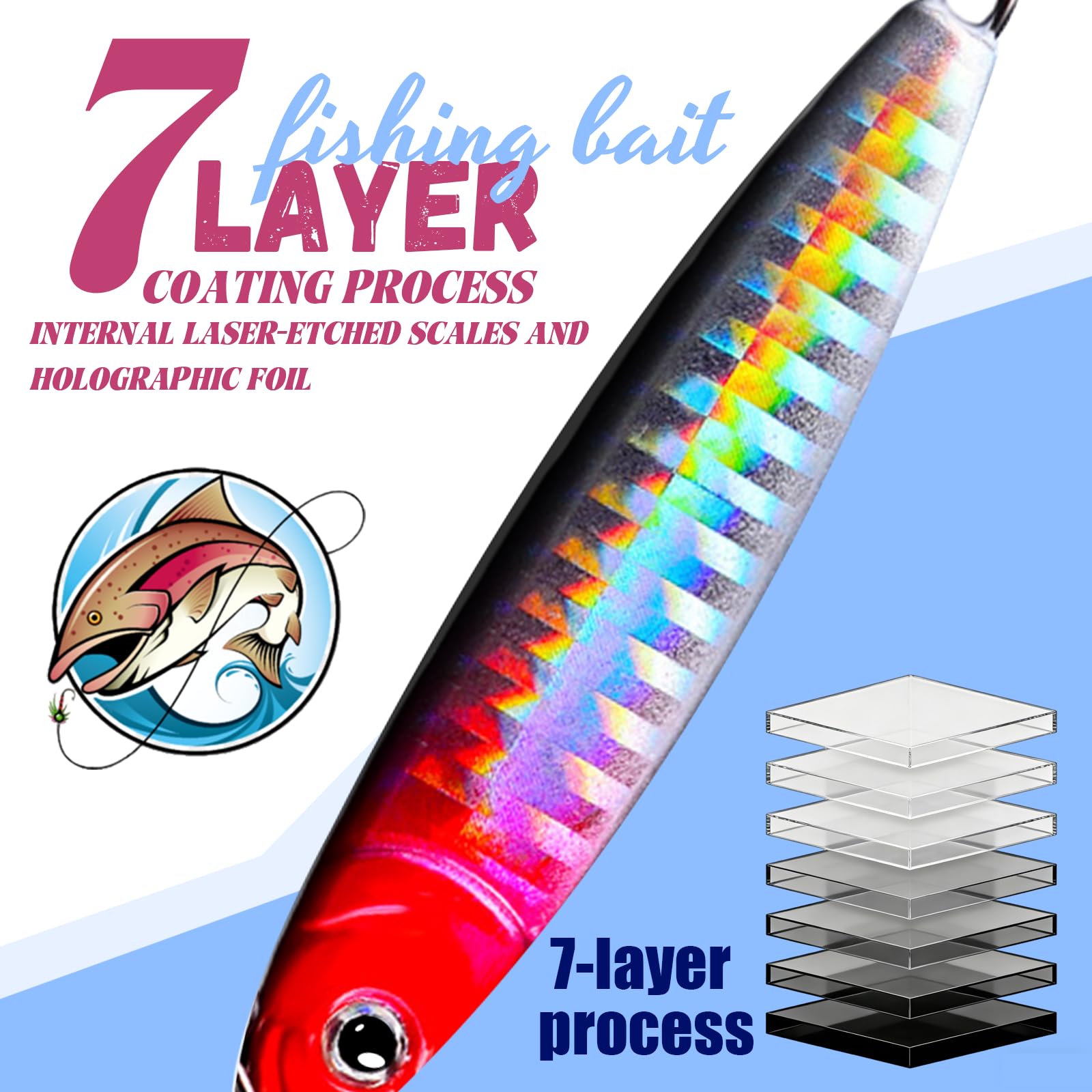 Jigging Esche da Pesca in Metallo，6 Pezzi Slow Sinking Micro Metal Jig con Ganci per Acqua Salata e Dolce，Esca Artificiale per Bass e Ciprinidi