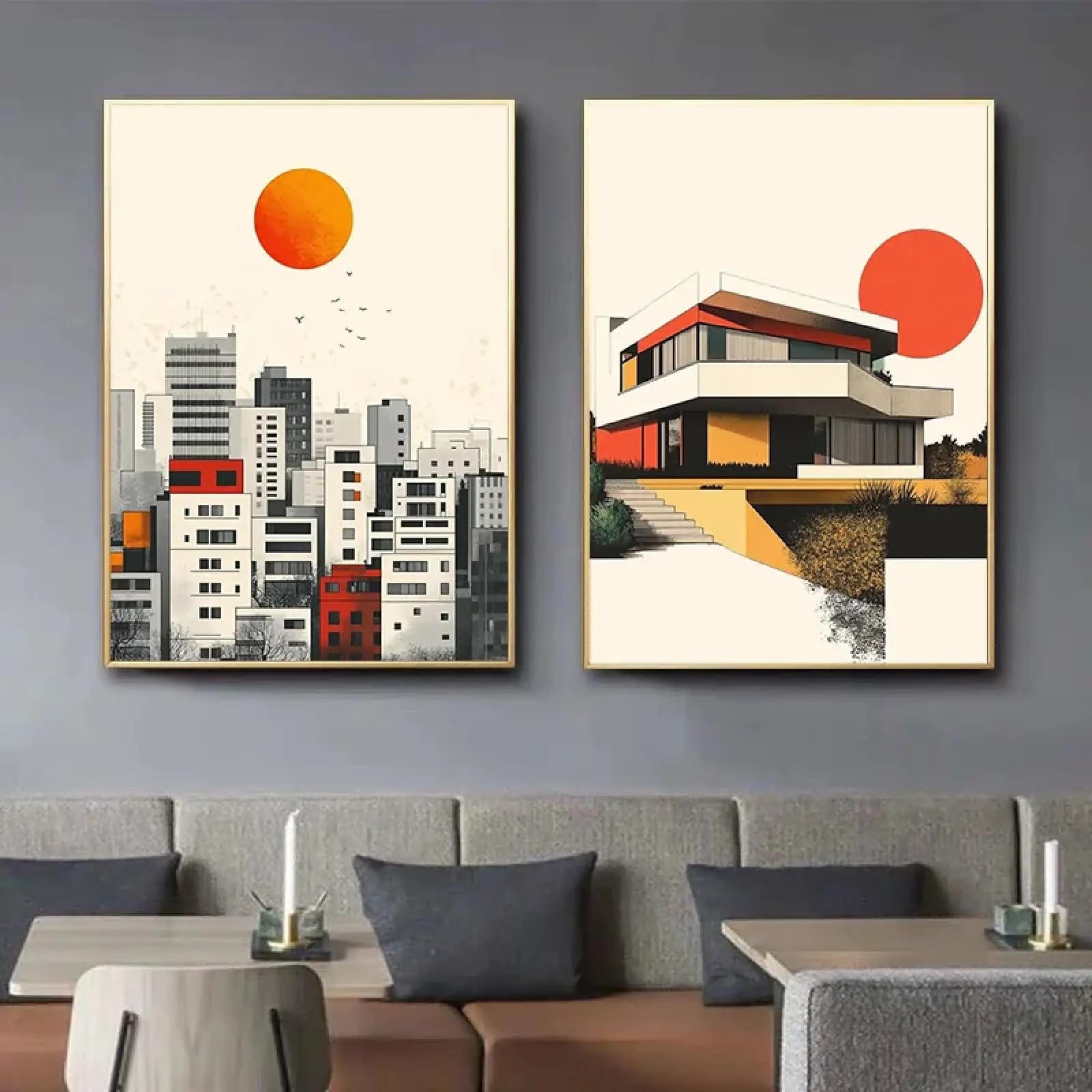 Affiche architecture abstraite géométrique sur toile canvas haut de gamme 60x90cm