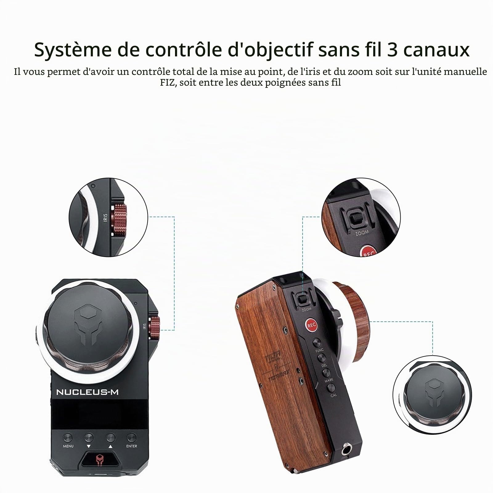 TILTA Follow Focus Nucleus M Système de contrôle d'objectif sans Fil pour Objectif d'appareil Photo sans Miroir DSLR, avec unité Manuelle 2 poignée sans Fil 2 Moteur sans Fil WLC-T03