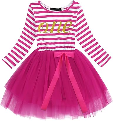 Bebe Fille Robe Rayure Manches Longues Tutu Princesse 1er 2eme 3eme Anniversaire Costume De Photographie Romper Barboteuse Combinaison Deguisement De Ceremonie Bapteme Fete Naissance Fuchsia 1 Ans Amazon Fr Vetements Et Accessoires