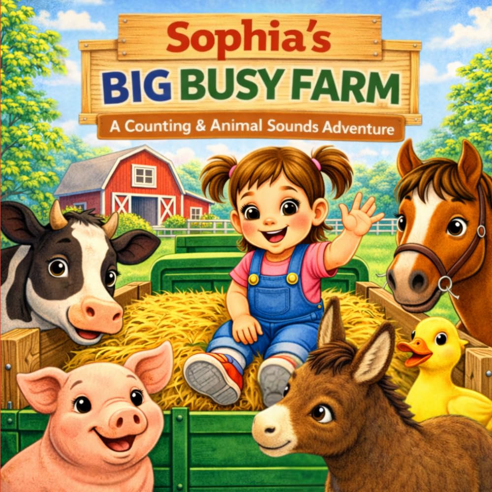 Sophia’s Big Busy Farm: A Fun Farm Animal Counting Book for Toddlers (Ages 1–4) | Learn Numbers, Sounds & First Words (Three Hearts Personalized Book Series (SOPHIA))
