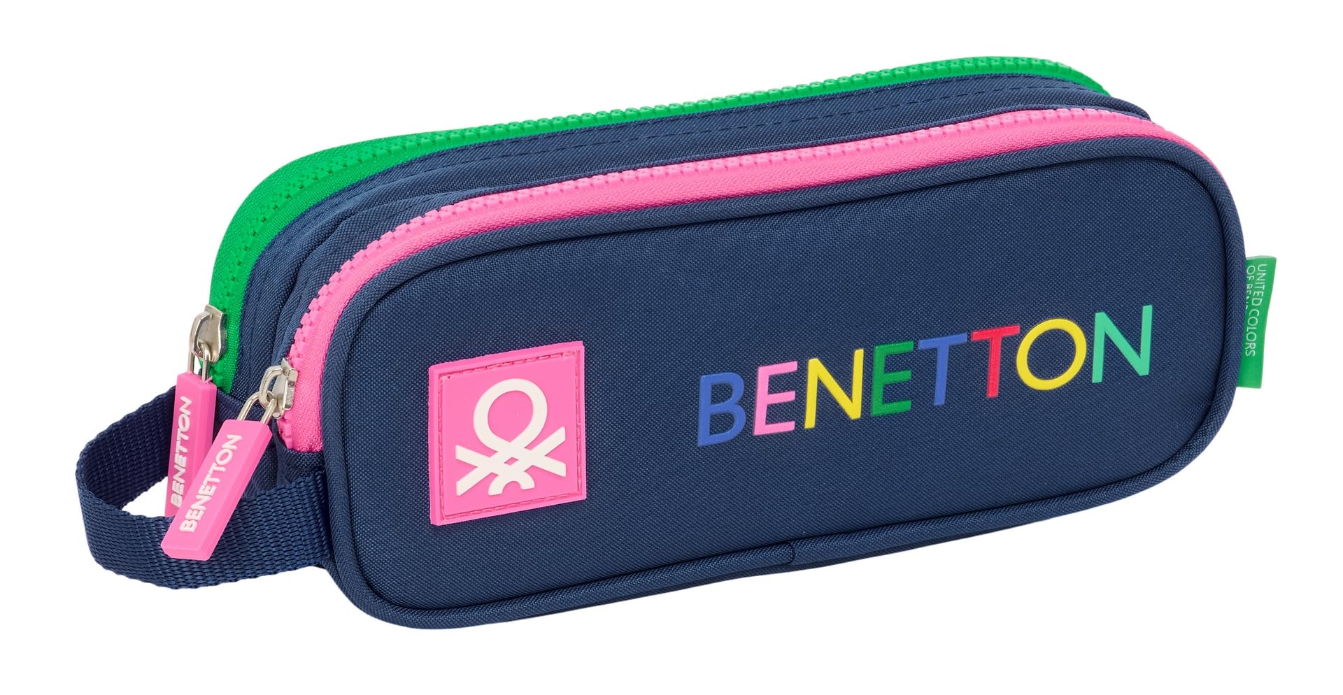 Safta BENETTON DAMERO – Double Child's Pencil Case, Children's Pencil Case, Ideal for School Age Children, Comfortable and Versatile, Quality and Resistance, 21 x 6 x 8 cm, navy, M, Casual