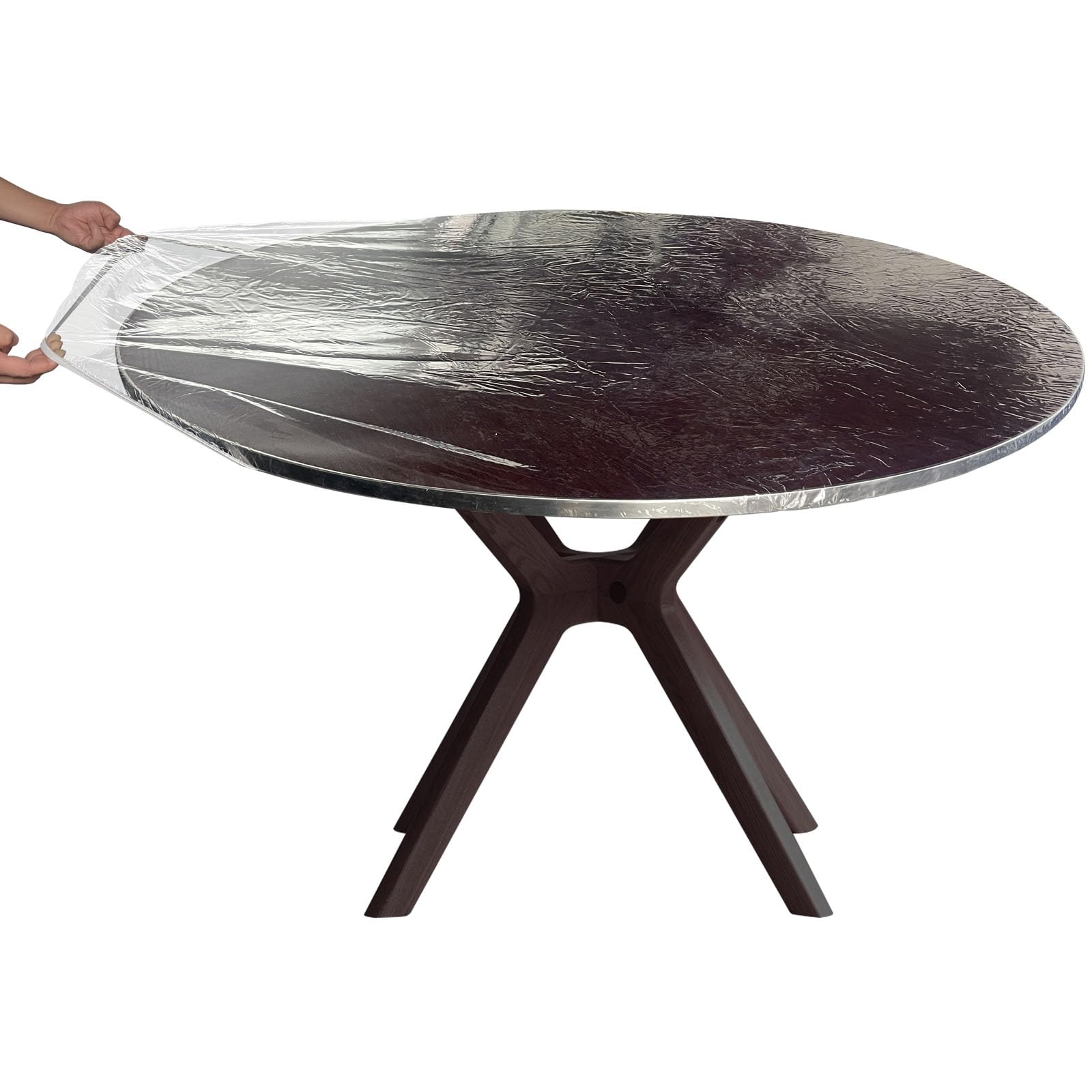 Nappe ajustée ronde vinyle transparent PVC imperméable table extérieur 91cm