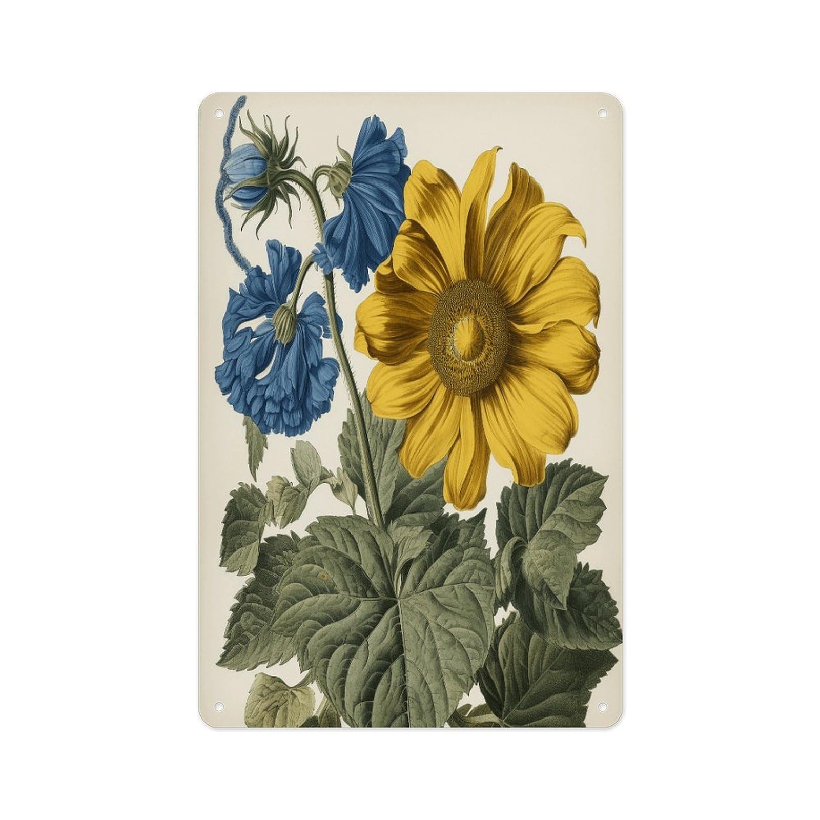 Fekiloot Style A Yellow Flower Stem Wall Decor Metal Signs Tin Signs Poster