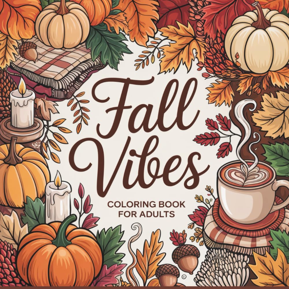 Fall Vibes Coloring Book for Adults: Bold and Easy Autumn Designs for All Ages including Inspiring Themed Quotes